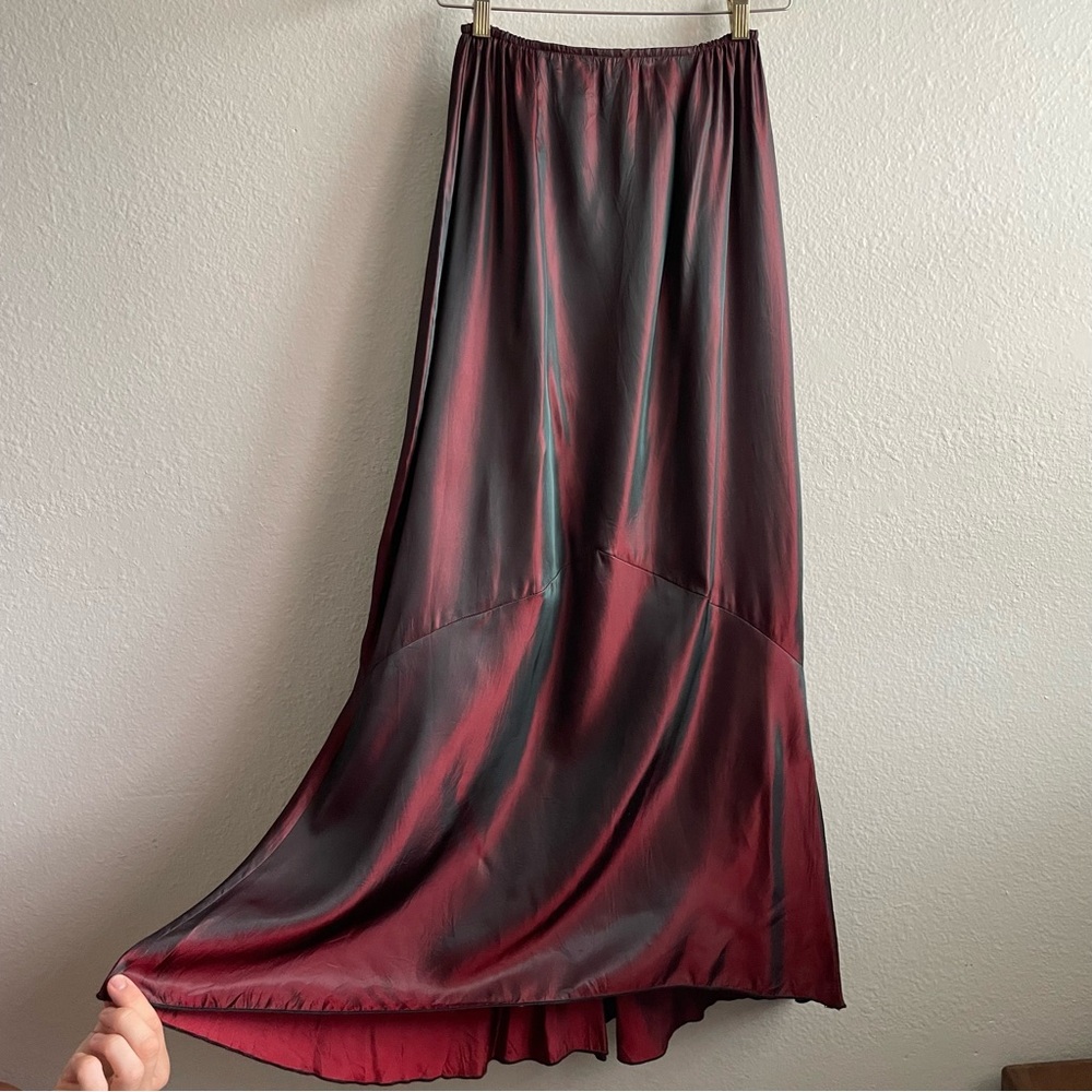 Vintage 90s Victorian Style Burgundy Vampire Goth Maxi Skirt